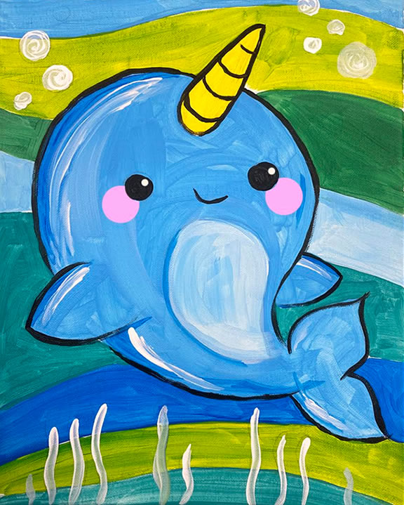 Narwhal – Kid's at-Home Paint Kit – unWined & Paint – Art & Wine Parties  that come to you!